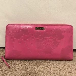 Kate Spade Lacey Spotted Hot Pink Full Zip Wallet